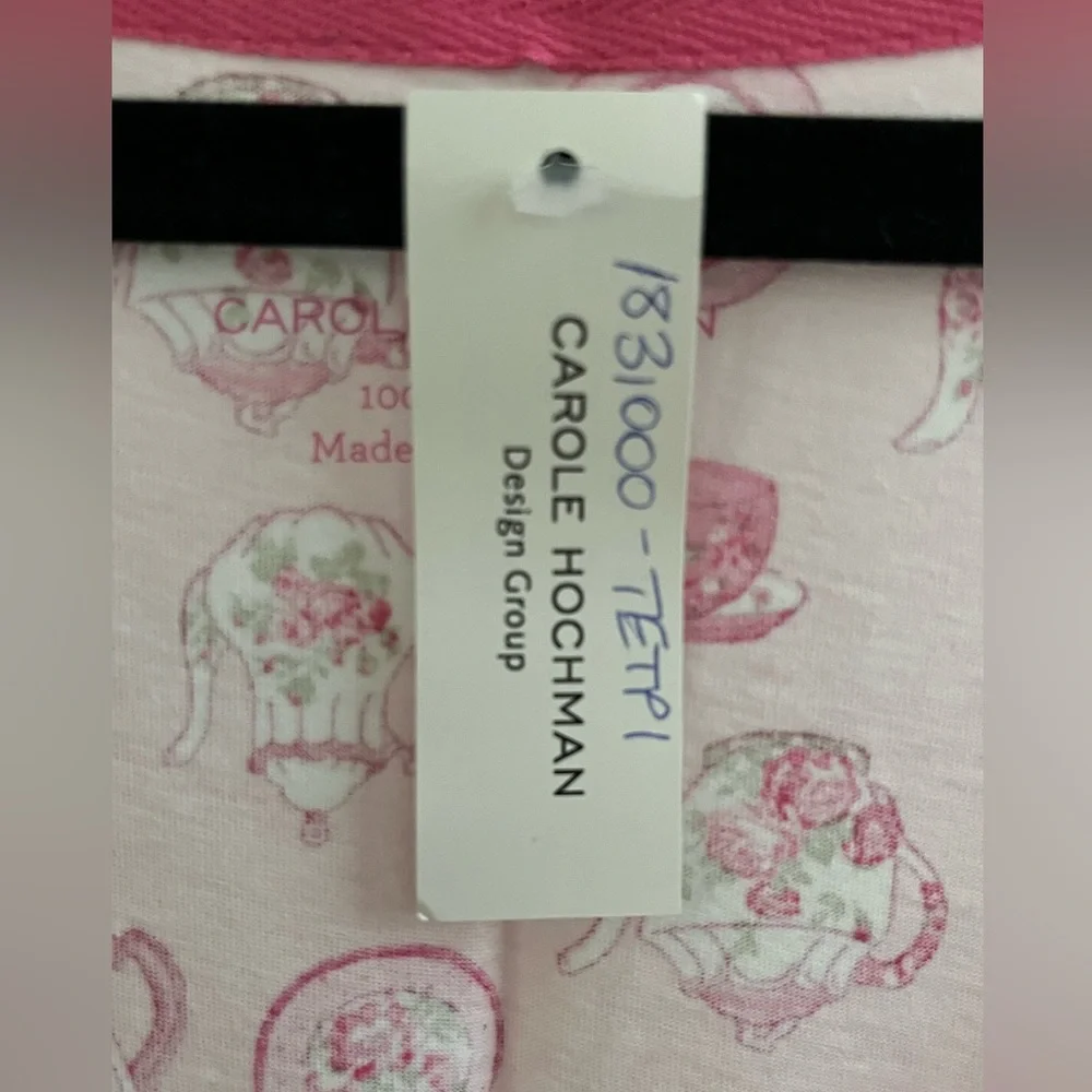 Midnight by Carole Hochman Pink and Green Tea Print Nightshirt 100 %Cotton - Picture 11 of 11